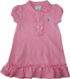 Ralph Lauren Layette Baby Girl's Ruffle Placket Dress (9 Month, Pink)