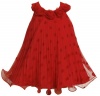 Bonnie Jean Girls 2-6X Crystal Pleat Mesh Dress, Red, 3T