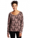 Volcom Juniors V.co Gives Long Sleeve Top, Rose Wood, Small