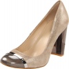 Calvin Klein Women's Blaine Mirror Metallic/Dusty Tumbled Leather Pump,Bronze/Light Taupe,8.5 M US