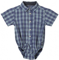 OshKosh B'Gosh Poplin Buttondown Bodysuit - Blue Plaid