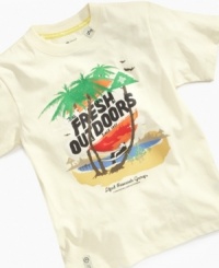 Make it easy for him to bear the hot summer sun in this fresh, breezy t-shirt from LRG.