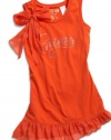 GUESS Kids Girls Big Girl Tank Top with Chiffon and Rhine, ORANGE (10/12)