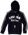 MLB Girls Boston Red Sox Kangaroo Pocket Pullover Hoodie (Dark Navy, Medium)