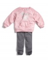 GUESS Kids Girls Little Girl Oversized Sweatshirt With Le, LIGHT PINK (2T)