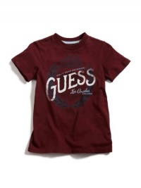 GUESS Kids Boys Crew Tee with Mixed Screen, RED (7)