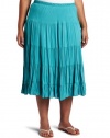 Karen Kane Women's Plus-Size Crushed Tiered Skirt, Turquoise, 2X