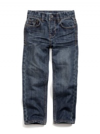 GUESS Kids Boys Little Boy Brit Rocker Jeans - Script Wa, DARK STONEWASH (3T)