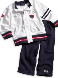 GUESS Kids Boys Zip-Front Active Set (12 - 24m), WHITE (18M)