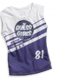 GUESS Kids Girls Big Girl Top with Screen and Sequins, PURPLE (16)