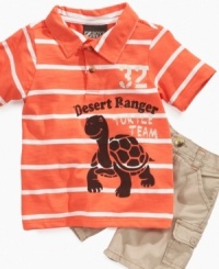 Not just a mirage. He really will be as cute as everyone thinks in this darling polo shirt and short set from Nannette.