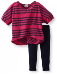 Splendid Littles Baby-Girls Newborn Capri Stripe Tunic Set, Dragonfruit, 3-6 Months