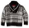 Kitestrings Boys 2-7 Toddler Roll Collar Fair Isle Sweater, Black, 2T