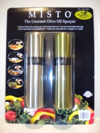 Misto The Gourment Olive Oil Sprayer (Silver & Olive Green / Pack of 2)