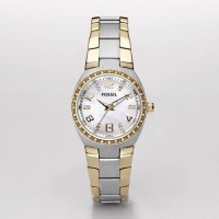 Fossil Women's AM4183 Two-Tone Quartz Mother-of-Pearl Dial Watch