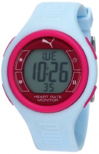 PUMA Women's PU910541011 Pulse Light Blue and Pink Digital Heart Rate Monitor Watch