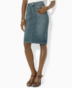 Lauren Jeans Co.'s luxe cotton twill skirt is tailored in a sleek, straight silhouette with a hint of stretch and a classic five-pocket design for timeless femininity. (Clearance)