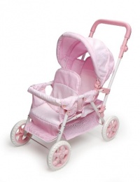 Badger Basket Folding Double Doll Front-to-Back Stroller - Pink/White