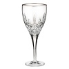 This newest group of stemware features the signature Lismore cuts on a graceful pulled stem with lovely open diamond, wedge cuts, and a platinum band on the rim.