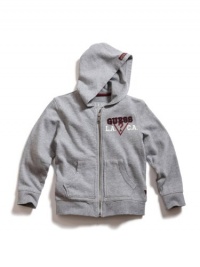 GUESS Kids Boys Zip Front Hoodie, GREY HEATHER (16/18)