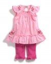 GUESS Embroidered Tunic with Leggings, PINK (24M)