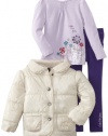 Calvin Klein Girls 2-6X Toddler Puffy Jacket With Tee And Purple Jean, Purple, 4T