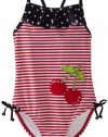 Hartstrings Baby-Girls Infant Striped One Piece Bathing Suit, Red Stripe, 18 Months