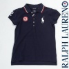 Olympics Ralph Lauren London 2012 USA Youth Girls #2 Mesh Polo - Navy Blue (Small)