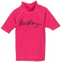 Hurley Girls 2-6x One And Only Crew Neck Rash Guard Shirt, Pink, Medium