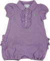 Ralph Lauren Layetto Girl's Ruffle Bubble Romper (3 Month, Purple)