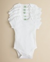 For baby girls or baby boys, the essential bodysuit rendered in soft cotton.