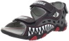 Geox Strike6 Smooth Leather Sandal (Toddler/Little Kid/Big Kid),Black/Red,37 EU/5 M US Big Kid