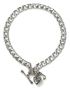 Juicy Couture Girl's Chain Link Starter Necklace w Heart & J Charms Silver