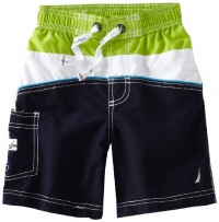 Nautica Sportswear Kids Boys 2-7 Colorblock Swim Trunk, Sport Navy, Medium