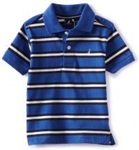 Nautica Sportswear Kids Boys 2-7 Short Sleeve Thin Stripe Polo Shirt, Dark Blue, Medium