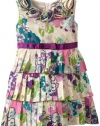 Hartstrings Girls 2-6X Toddler Floral Print Pleated Crepe Sleeveless Dress, Purple Multi, 4T