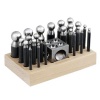 Deluxe 36-Piece Dapping Doming Punch and 4-Piece Dapping Swage Block Set - Hardwood Stand