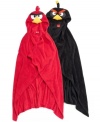 No ruffled feathers here. On cool nights he can keep comfortable in one of these plush hooded Angry Bird wraps.