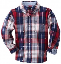 Tommy Hilfiger Boys 2-7 Long Sleeve Plaid Shirt, Flag Blue, 4 Regular