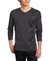 Calvin Klein Sportswear Men's Logo - Long Sleeve V Neck Heavy Weight Tee, Fatigue, Large