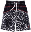 Nautica Sportswear Kids Boys 2-7 Floral Colorblock Swim Trunk, Sport Navy, X-Large