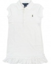 Ralph Lauren Girls Mesh Pony Logo Polo Dress - L (12-14) - White