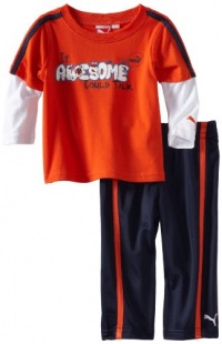 Puma - Kids Baby-boys Infant Awesome Two Piece Set, Orange, 12 Months