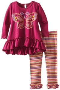 Love U Lots Girls 2-6X Butterfly Print Legging, Cranberry, 2T