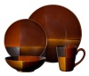 Gibson Convergence 16-piece Dinnerware Set Service for 4, Dark brown and Orange