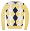 Tommy Hilfiger Men Argyle Plaid Knit Logo V-Neck Sweater