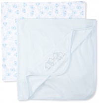 Little Me Baby-Boys Newborn Elephant 2 Pack Receiving Blanket, Blue, One Size