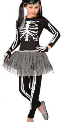 Living Fiction Punk Rockin Skeleton Girl Costume White Black Large