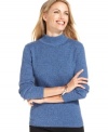 Stay classic in Karen Scott's petite mock turtleneck sweater, rendered in cotton cable-knit. It's polished style at such a low price!