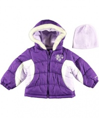 London Fog Mahonia Insulated Jacket with Beanie (Sizes 12M - 24M) - purple, 18 months